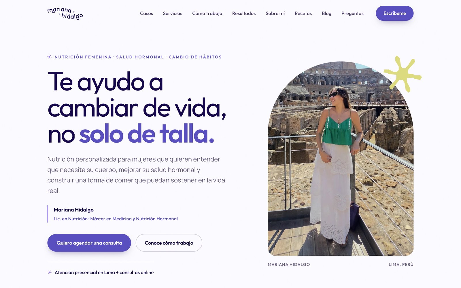 Web de Mariana Hidalgo, nutricionista