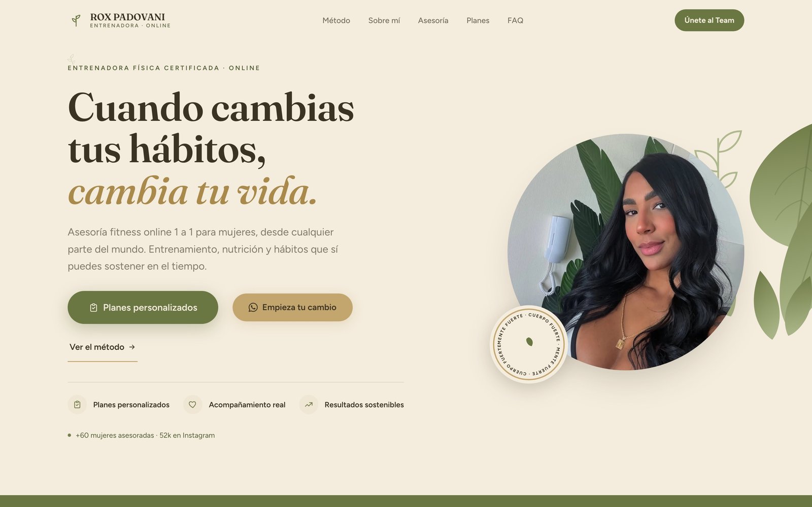 Web de Rox Padovani, personal trainer