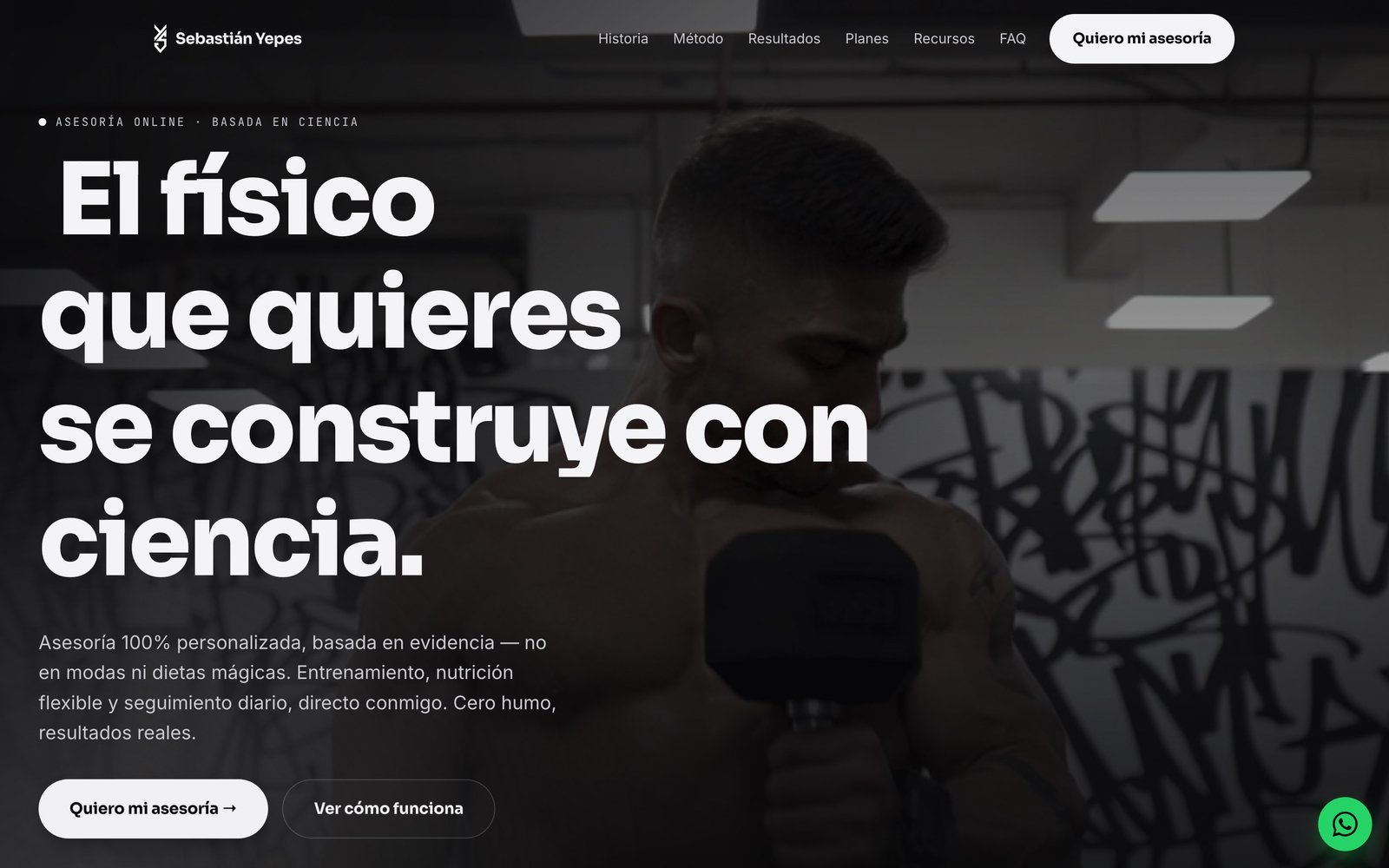 Web de Sebastián Yepes, asesorías fitness